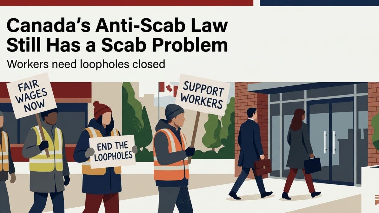Lead graphic for “Canada’s Anti-Scab Law Still Has a Scab Problem.”