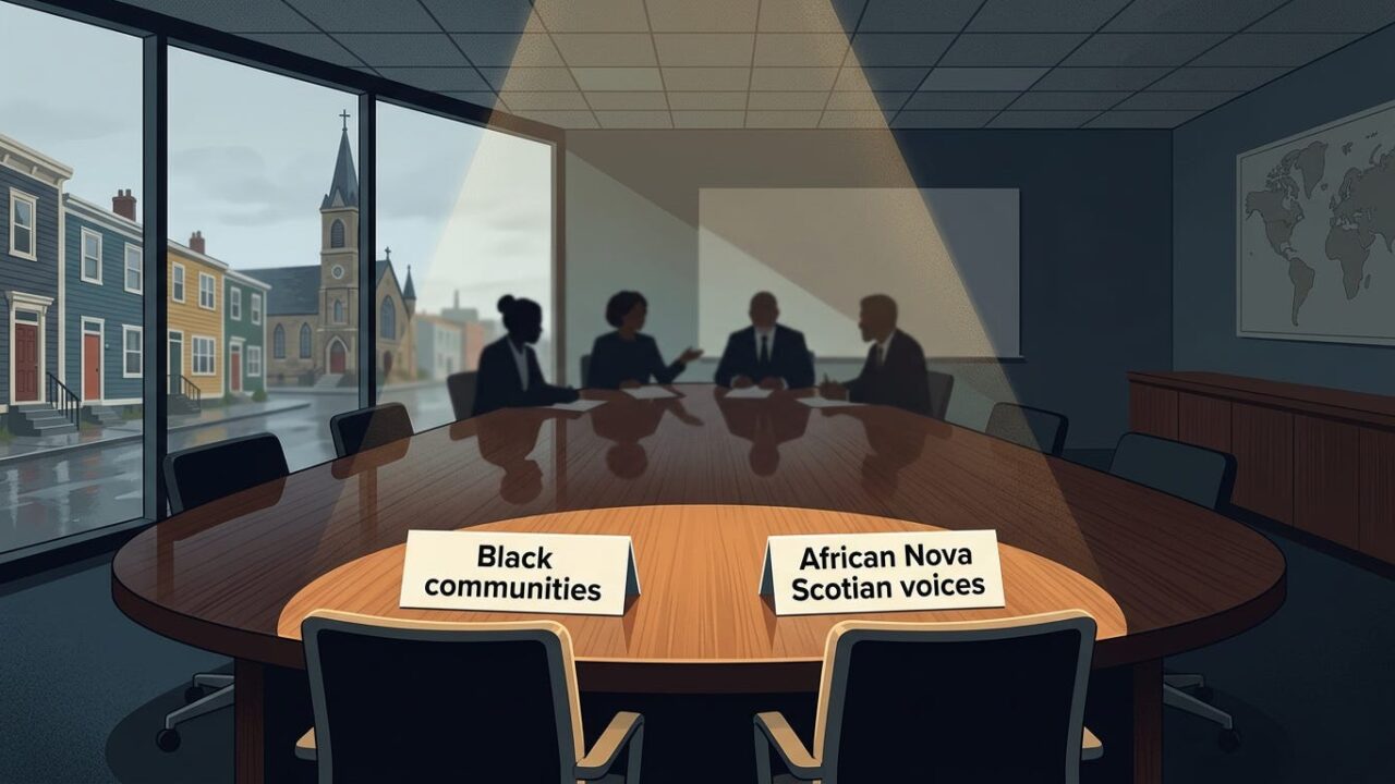Lead graphic for “Empty Chairs at Canada’s “Inclusion” Table for black people.”