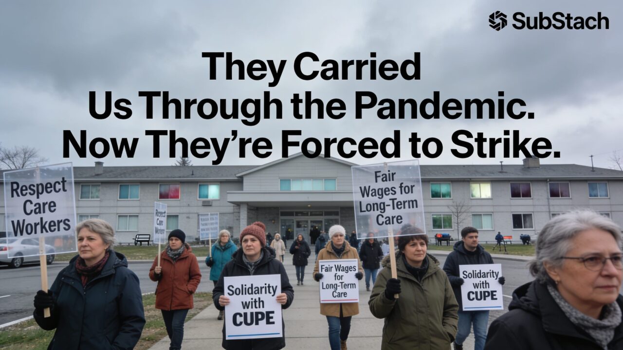 Lead graphic for “They Carried Long-Term Care Through the Pandemic. Now They’re Forced to Strike.”